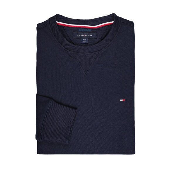 NWT TOMMY HILFIGER Men LS Crew Neck Flag Logo CLSC Sweatshirt Navy MSRP $69.50 - Picture 1 of 2
